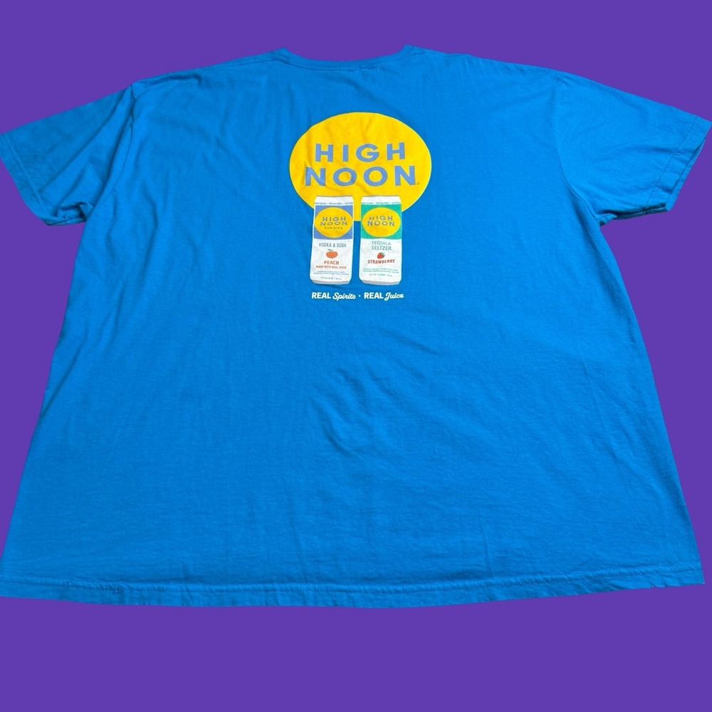High Noon Mens XXL Beer Promo Hard Seltzer Graphic T Shirt Blue 2 Sided